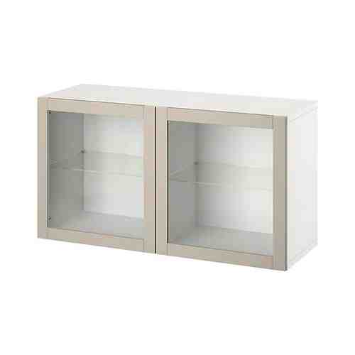 Комбинация настенных шкафов, белый Синдвик/светло-серый/бежевый прозрачное стекло, 120x42x64 см BESTÅ БЕСТО арт. 19441999