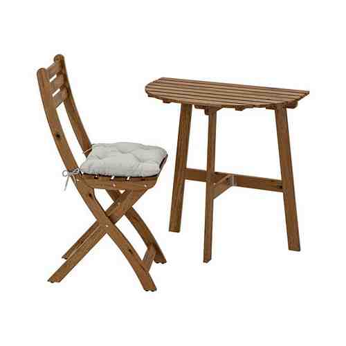 Стол+1 складной стул, д/сада, серо-коричневая морилка/Куддарна серый ASKHOLMEN АСКХОЛЬМЕН арт. 99286174