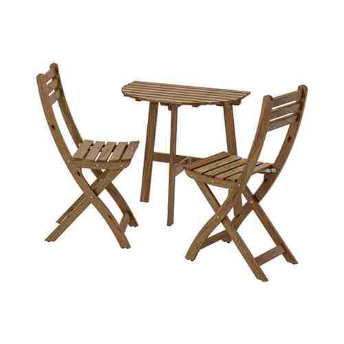 Стол+2 складных стула, д/сада, светло-коричневая морилка ASKHOLMEN АСКХОЛЬМЕН арт. 49228884