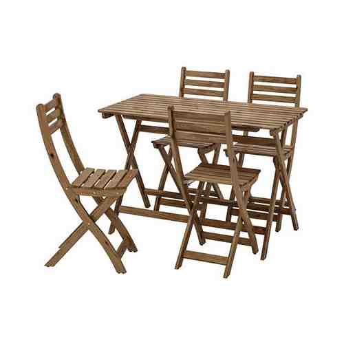 Стол+4 стула, д/сада, светло-коричневая морилка ASKHOLMEN АСКХОЛЬМЕН арт. 59228888