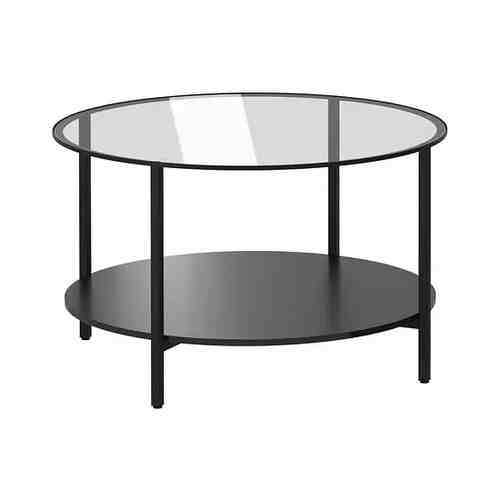 Журнальный стол, черно-коричневый/стекло, 75 см VITTSJÖ ВИТШЁ арт. 30383304